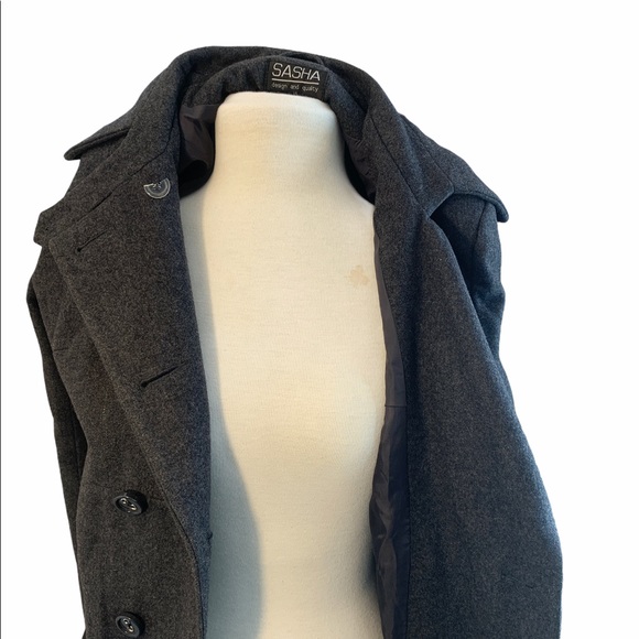 Sasha Design And Quality Dark Gray Peacoat - Picture 4 of 15